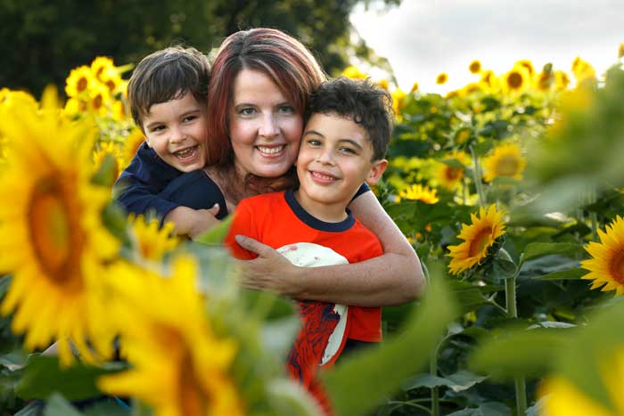 Family Portrait in Sunflower Field
